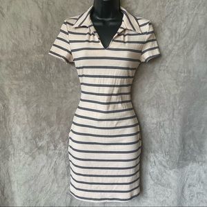 Striped Fitted Polo Short Sleeve Dress